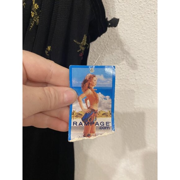 Rampage Dress Womens Medium Black Velvet Mesh Floral Slip Mini Party Cocktail - Picture 5 of 6